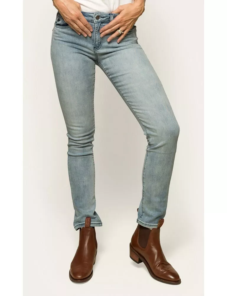 Victoria Womens Mid Rise Straight Leg Jeans