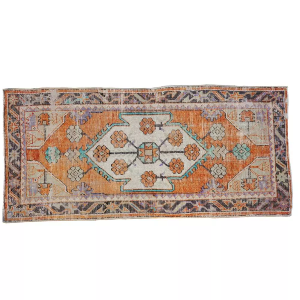 Vintage Distressed Oushak Rug Runner