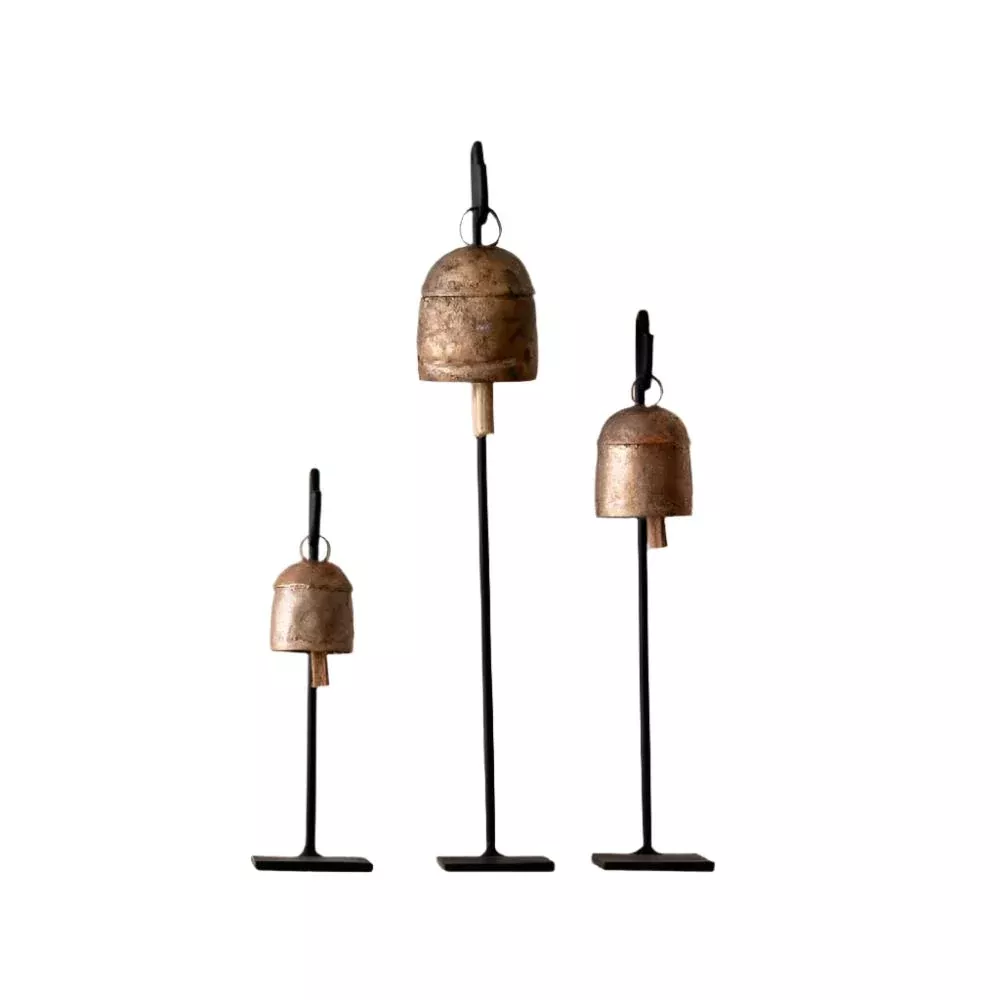 Vintage Inspired Iron Bell Stands - Set of 3