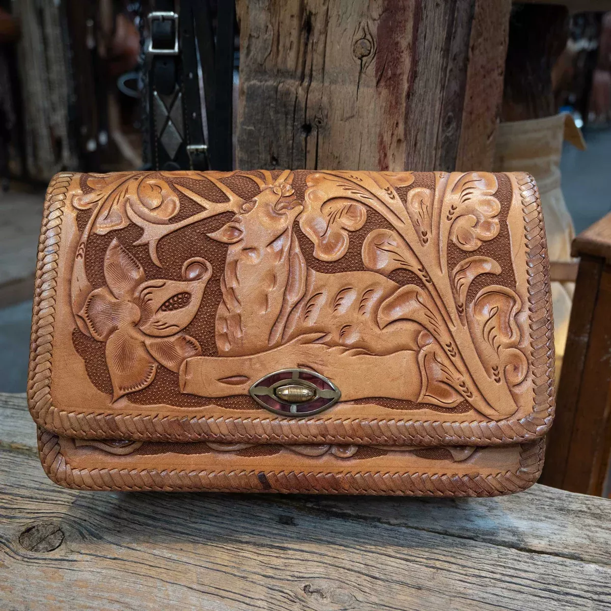 Vintage Leather Western Satchel Purse