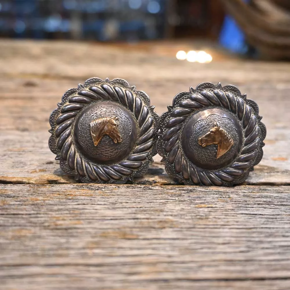 Vintage Silver Conchos w/14k Horse