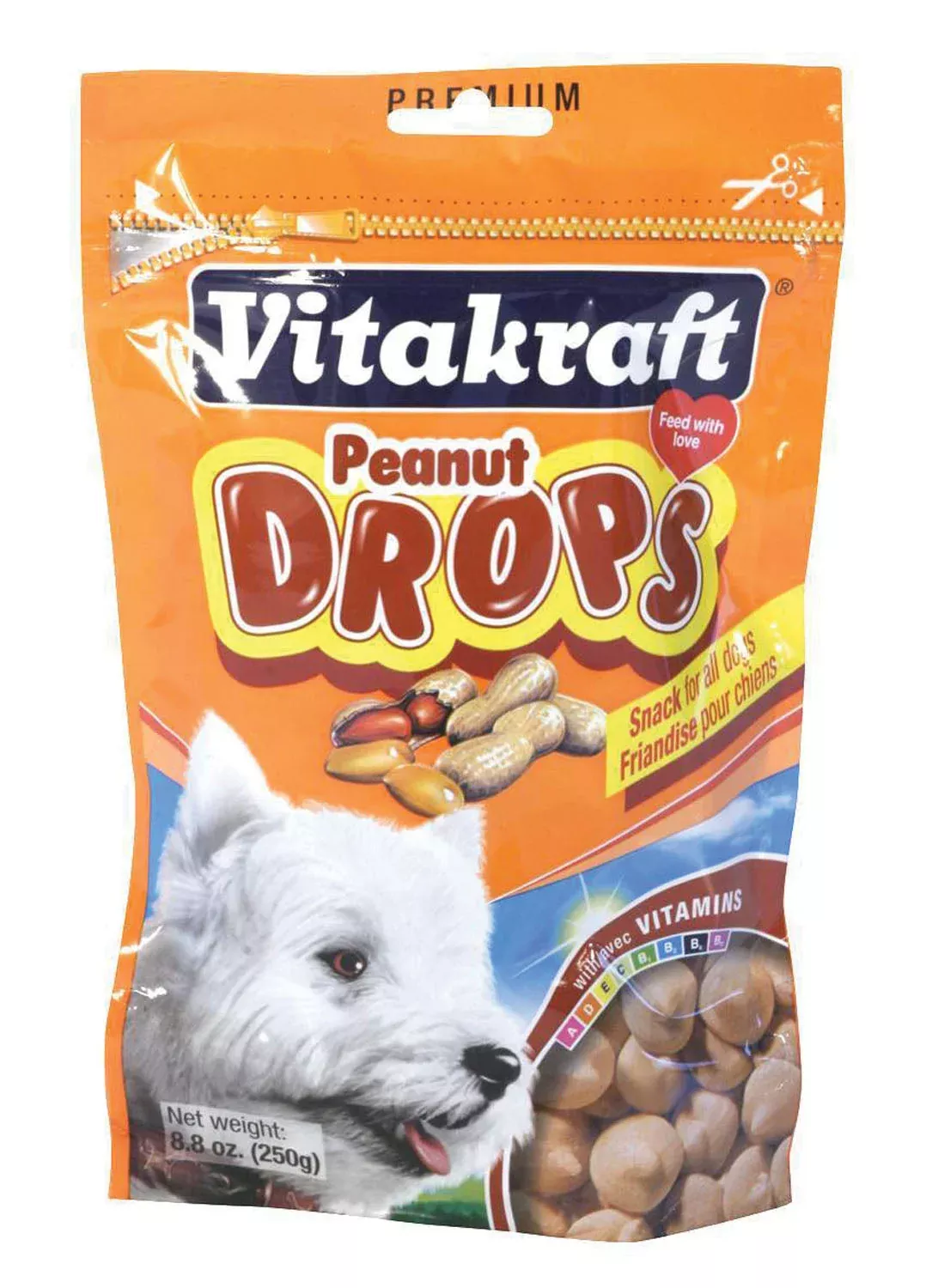 Vitakraft Drops Dog Treats, Peanut, 8.8 oz