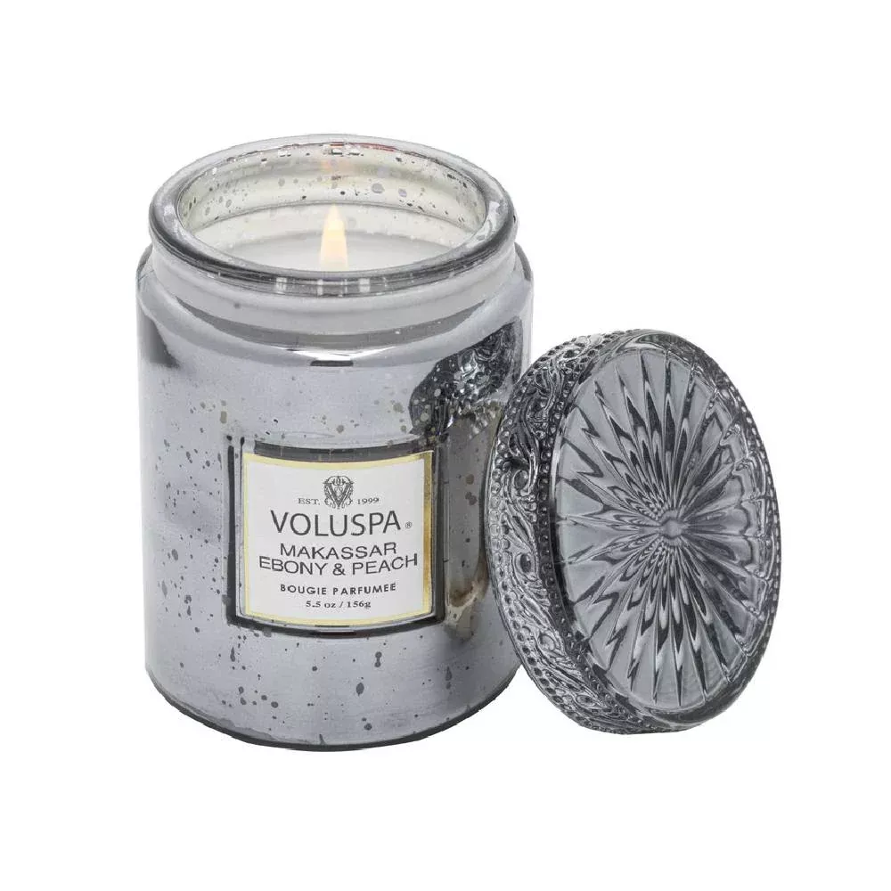 Voluspa Makassar Ebony Peach Small Jar Candle