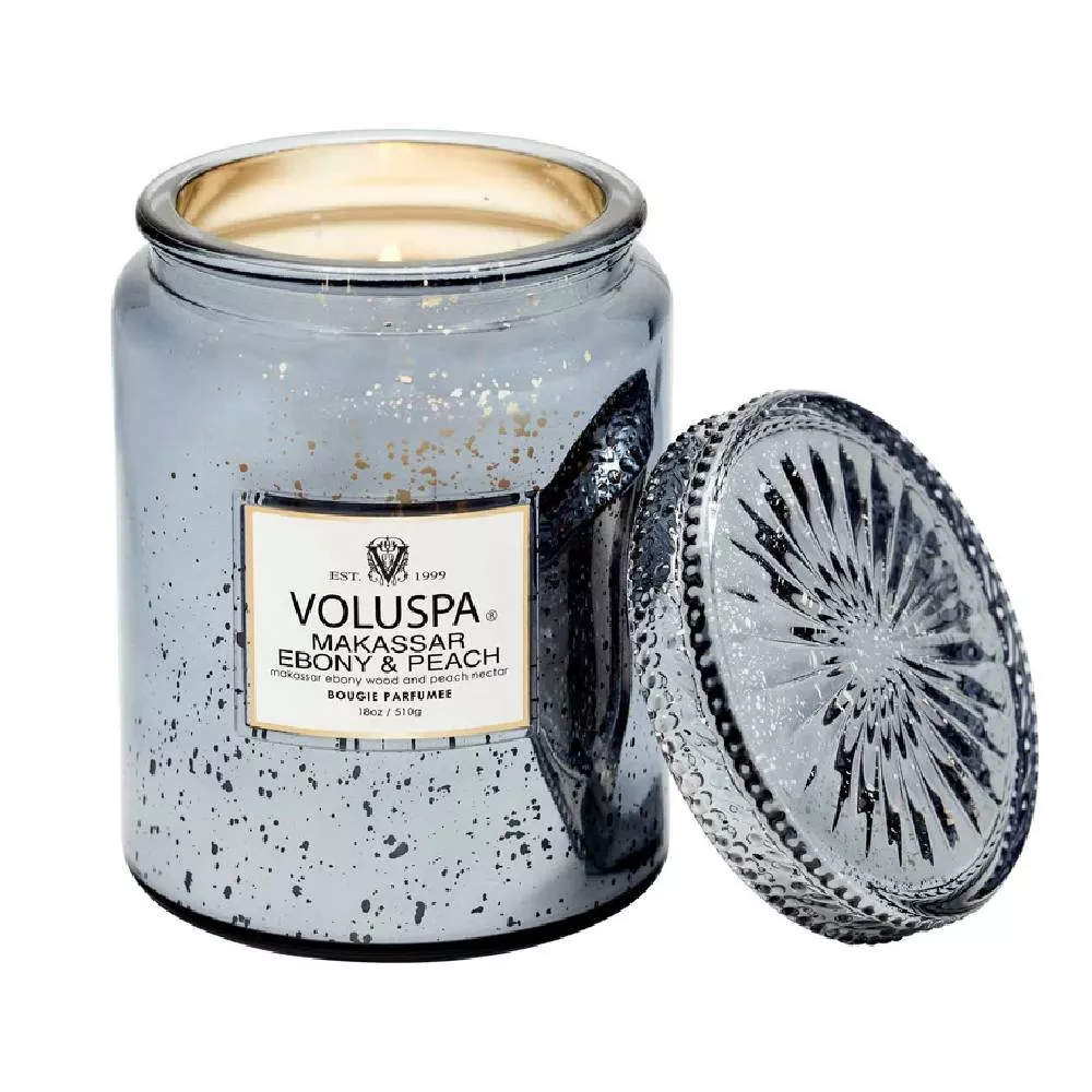 Voluspa Makassar Ebony Peach Speckle Large Jar Candle