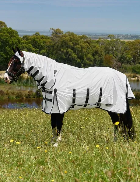 Weatherbeeta ComFiTec Sweet Itch Shield Fly Sheet Combo - White/Charcoal