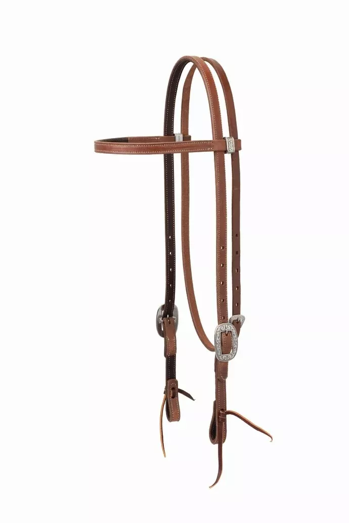 Weaver Synergy Latigo Leather LinedHeadstall with Floral DesignerHardware