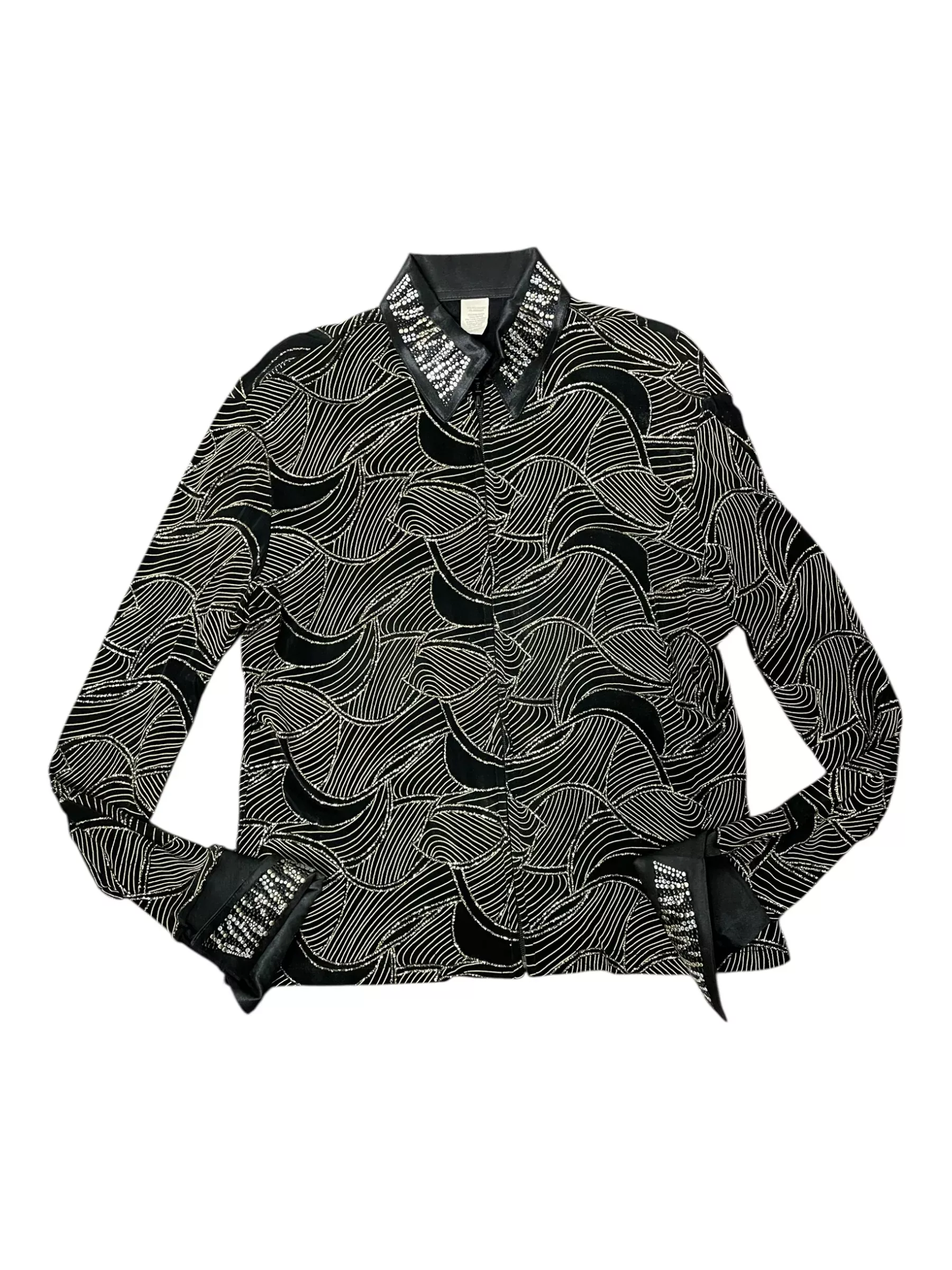 Western Front Zip Show Shirt - Black/Gold - L - USED