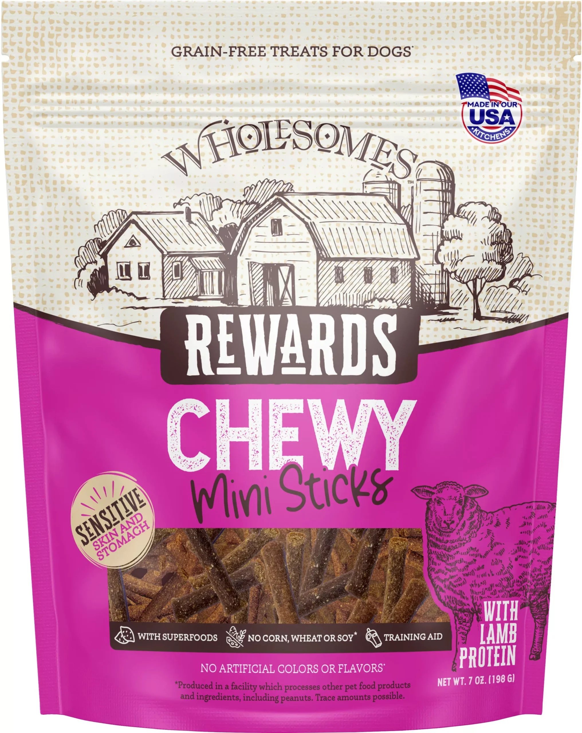 Wholesomes Rewards Chewy Mini Sticks Lamb 7 oz