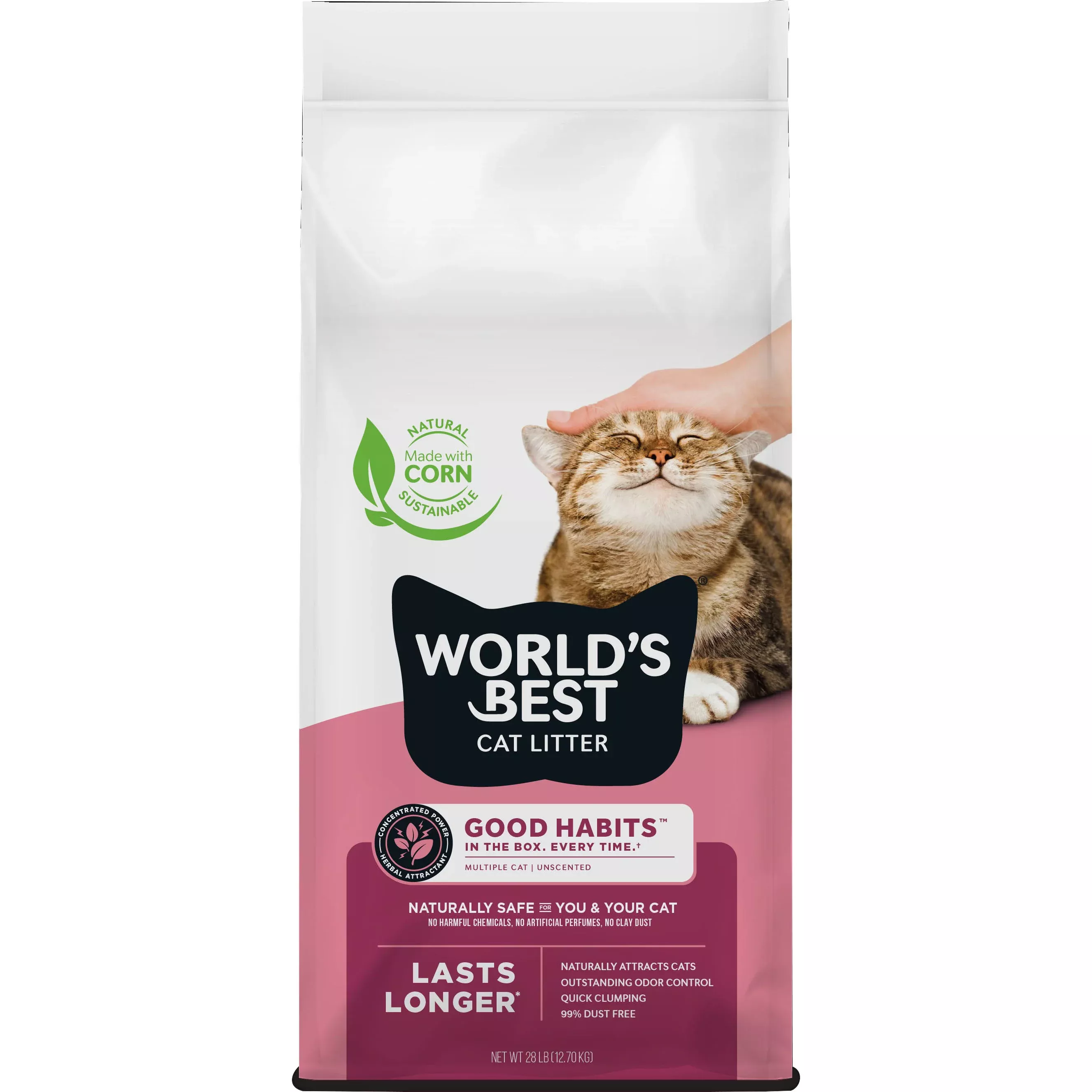 World's Best Cat Litter, Multiple Cat, Unscented Clumping, 28 LB