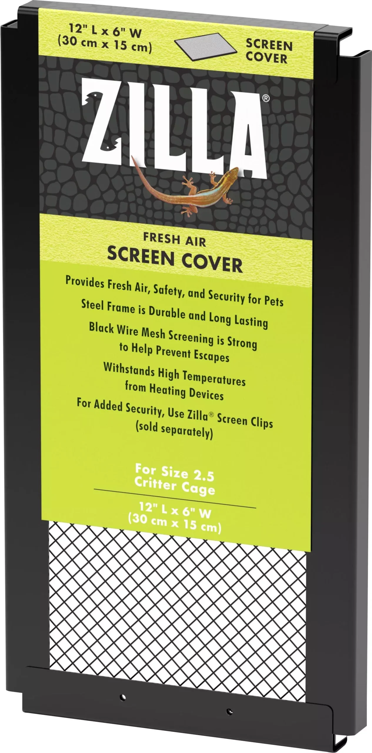 Zilla Fresh Air Screen Cover 12 x 6 in, Black