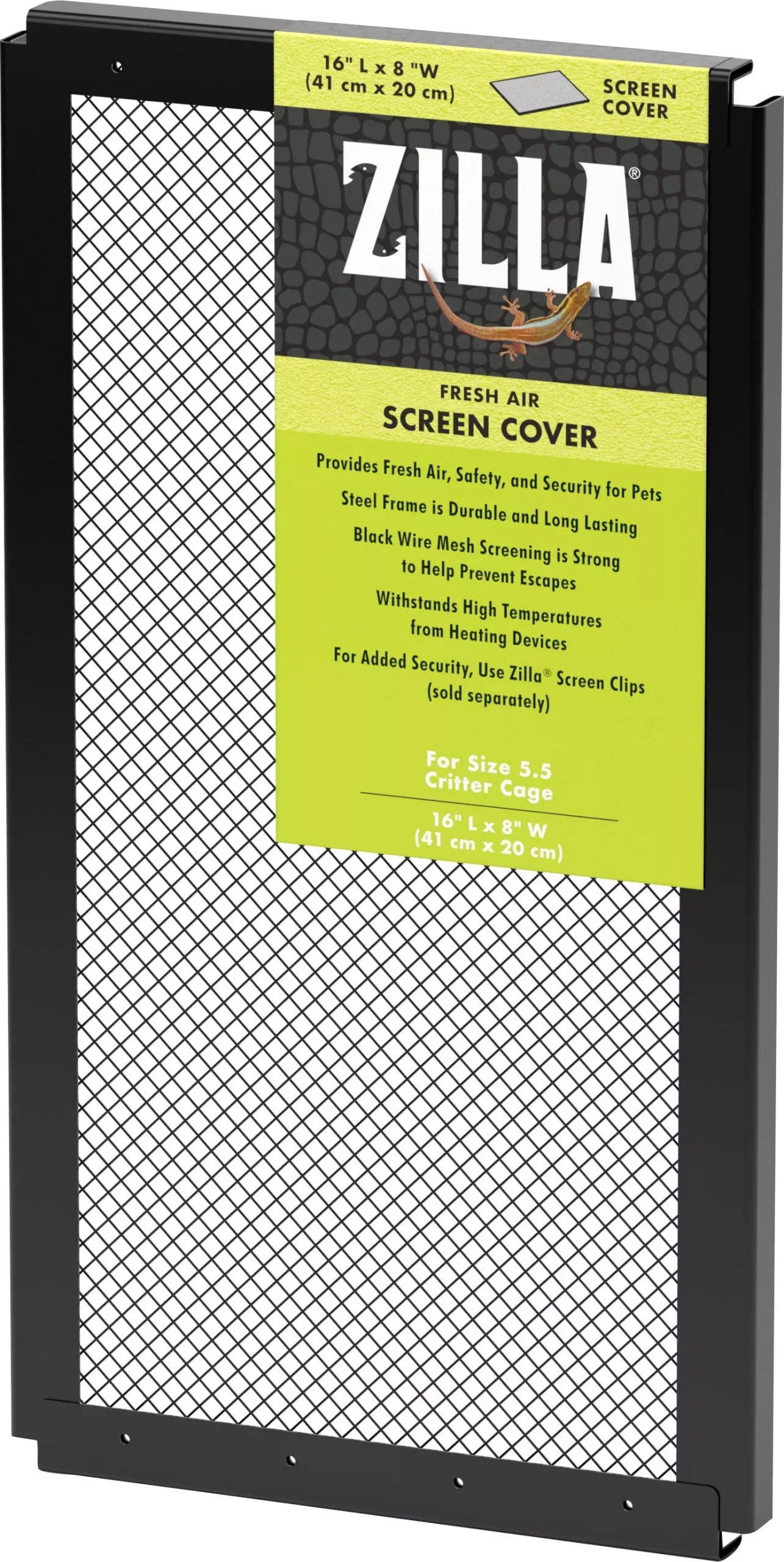 Zilla Fresh Air Screen Cover Black 16 x 8 in