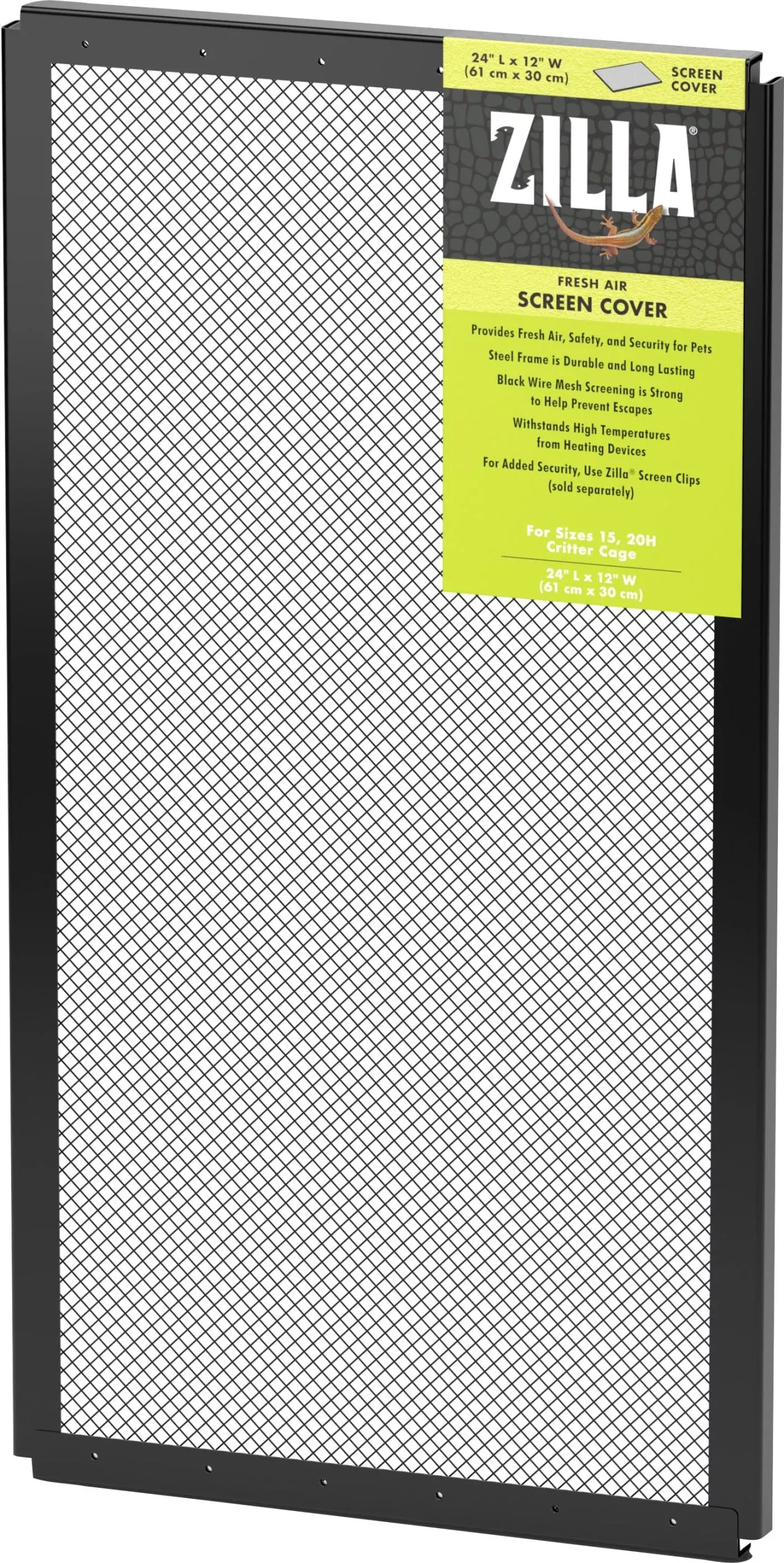 Zilla Fresh Air Screen Cover Black 24 x 12 in