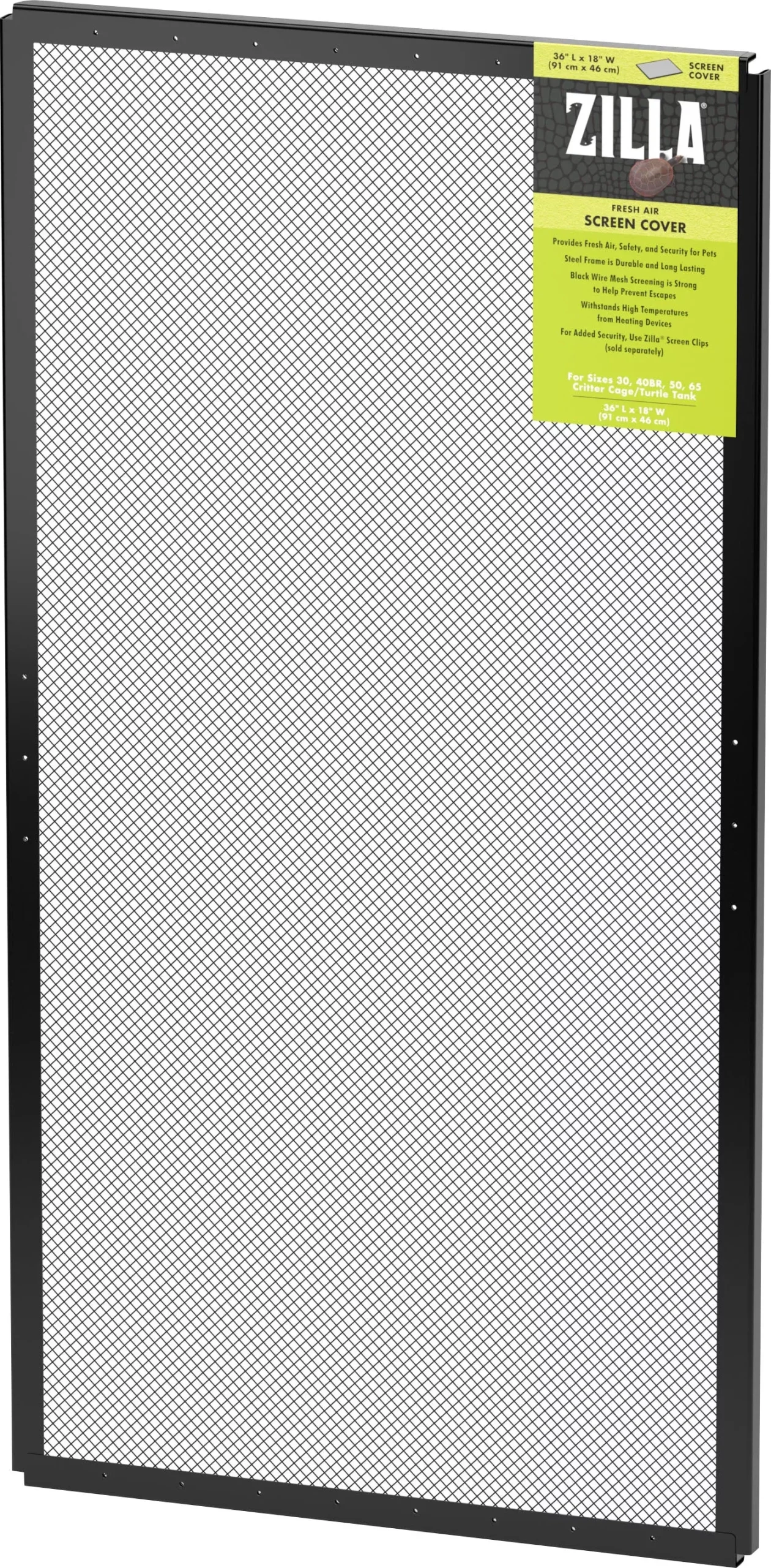 Zilla Fresh Air Screen Cover, Black, 36 x 18 in