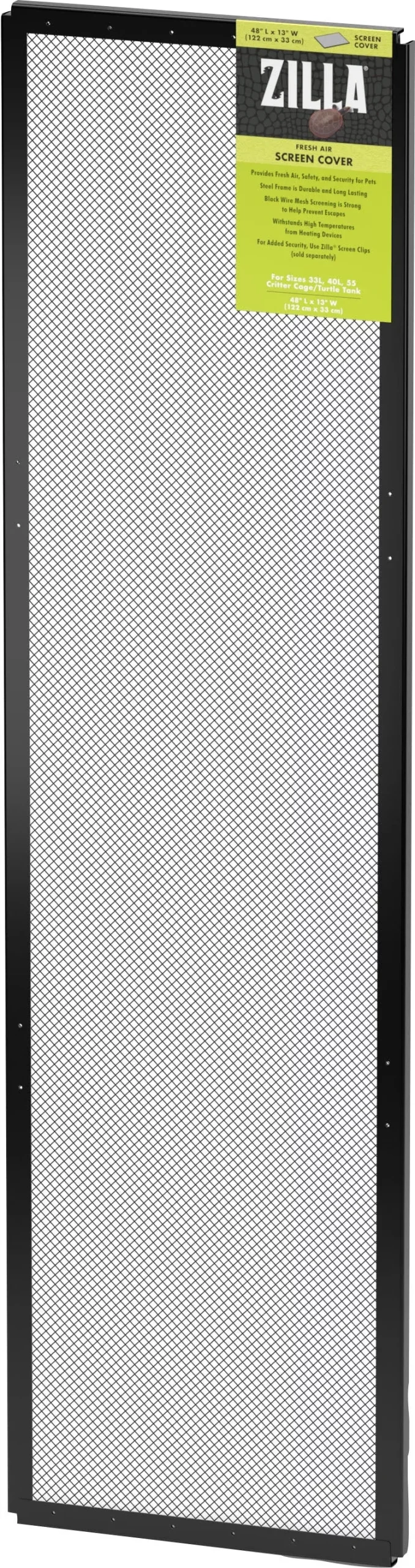 Zilla Fresh Air Screen Cover, Black, 48 x 13 in